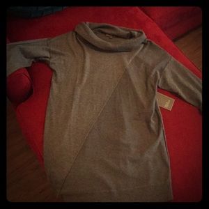 Cowl neck grey asymmetrical sweater